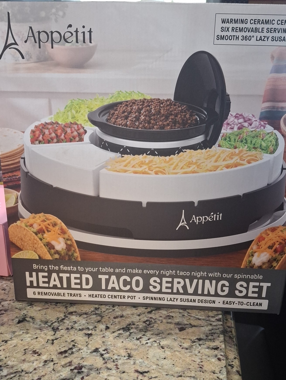 Heated Taco Serving Set - Black & White